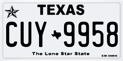 TX license plate CUY9958