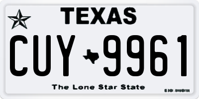 TX license plate CUY9961