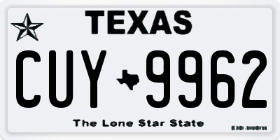 TX license plate CUY9962