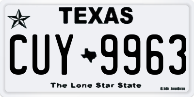 TX license plate CUY9963
