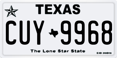 TX license plate CUY9968