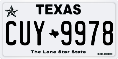 TX license plate CUY9978
