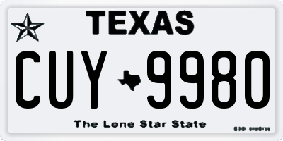 TX license plate CUY9980