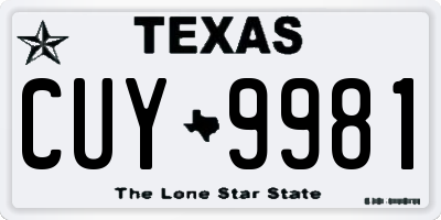 TX license plate CUY9981