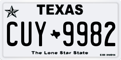 TX license plate CUY9982