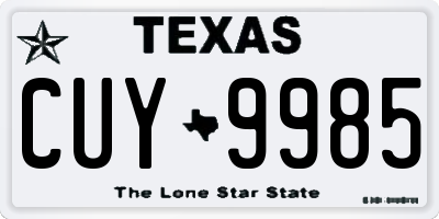 TX license plate CUY9985