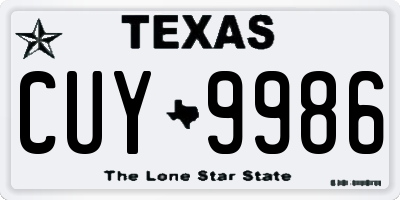 TX license plate CUY9986
