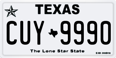 TX license plate CUY9990
