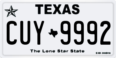 TX license plate CUY9992