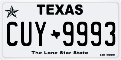 TX license plate CUY9993
