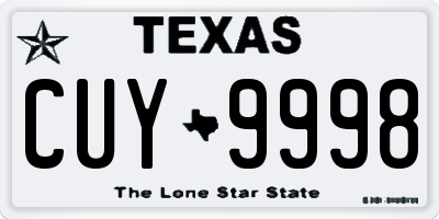 TX license plate CUY9998