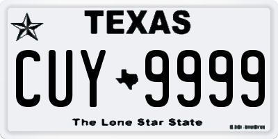 TX license plate CUY9999