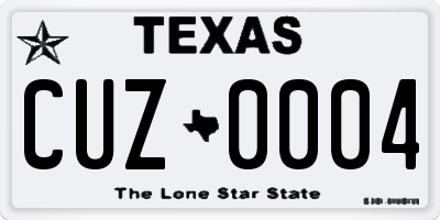 TX license plate CUZ0004