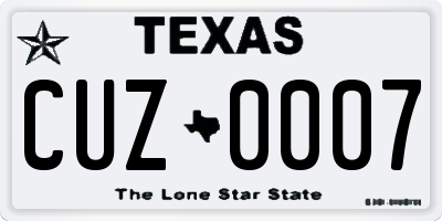 TX license plate CUZ0007