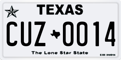 TX license plate CUZ0014