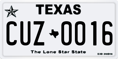 TX license plate CUZ0016