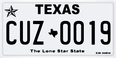 TX license plate CUZ0019