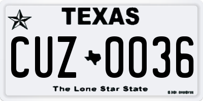 TX license plate CUZ0036
