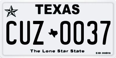 TX license plate CUZ0037