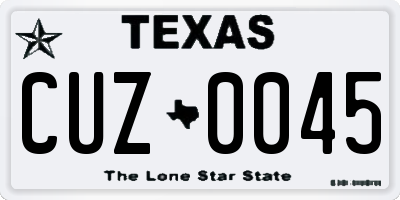 TX license plate CUZ0045