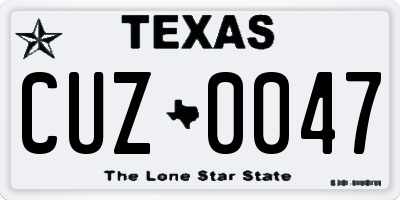 TX license plate CUZ0047