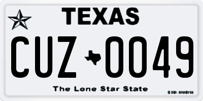 TX license plate CUZ0049