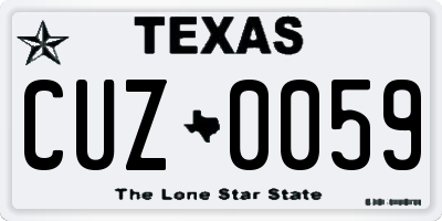 TX license plate CUZ0059