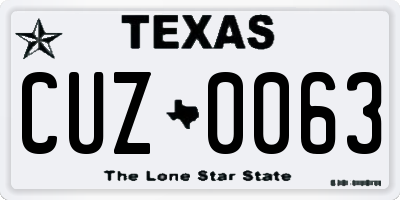 TX license plate CUZ0063