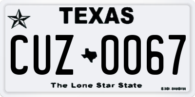 TX license plate CUZ0067