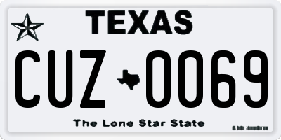 TX license plate CUZ0069