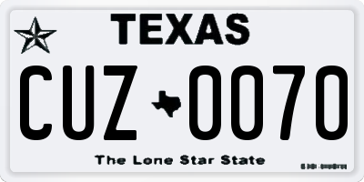 TX license plate CUZ0070
