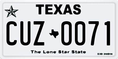 TX license plate CUZ0071