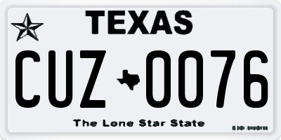 TX license plate CUZ0076