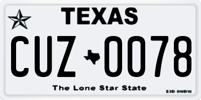 TX license plate CUZ0078