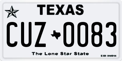 TX license plate CUZ0083