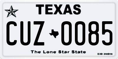 TX license plate CUZ0085