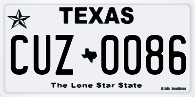 TX license plate CUZ0086