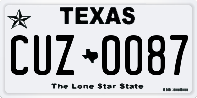 TX license plate CUZ0087