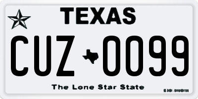 TX license plate CUZ0099