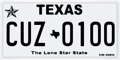 TX license plate CUZ0100