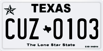 TX license plate CUZ0103