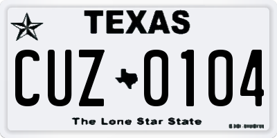 TX license plate CUZ0104