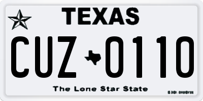 TX license plate CUZ0110