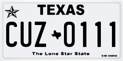 TX license plate CUZ0111