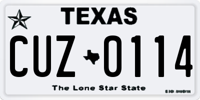 TX license plate CUZ0114