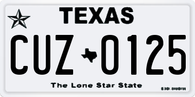 TX license plate CUZ0125