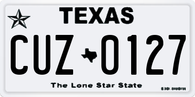TX license plate CUZ0127