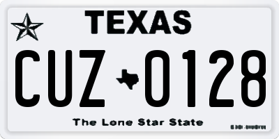 TX license plate CUZ0128