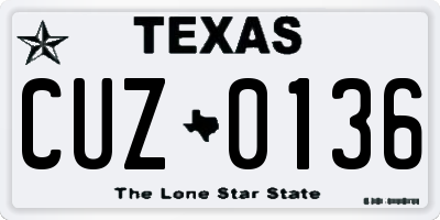 TX license plate CUZ0136
