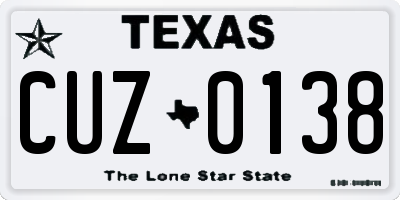 TX license plate CUZ0138
